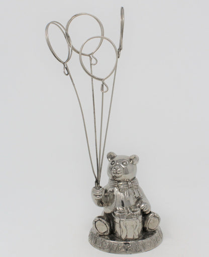 Photo / Card Holder, Godinger Silver Art, Teddy Bear w/ Balloons, Vintage