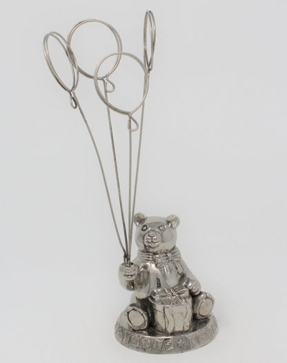 Photo / Card Holder, Godinger Silver Art, Teddy Bear w/ Balloons, Vintage