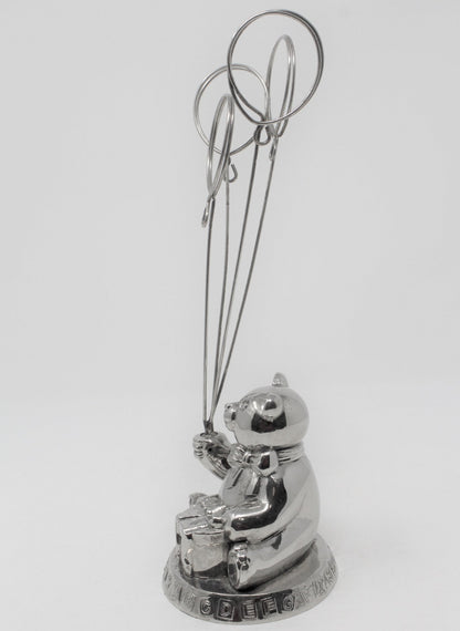 Photo / Card Holder, Godinger Silver Art, Teddy Bear w/ Balloons, Vintage