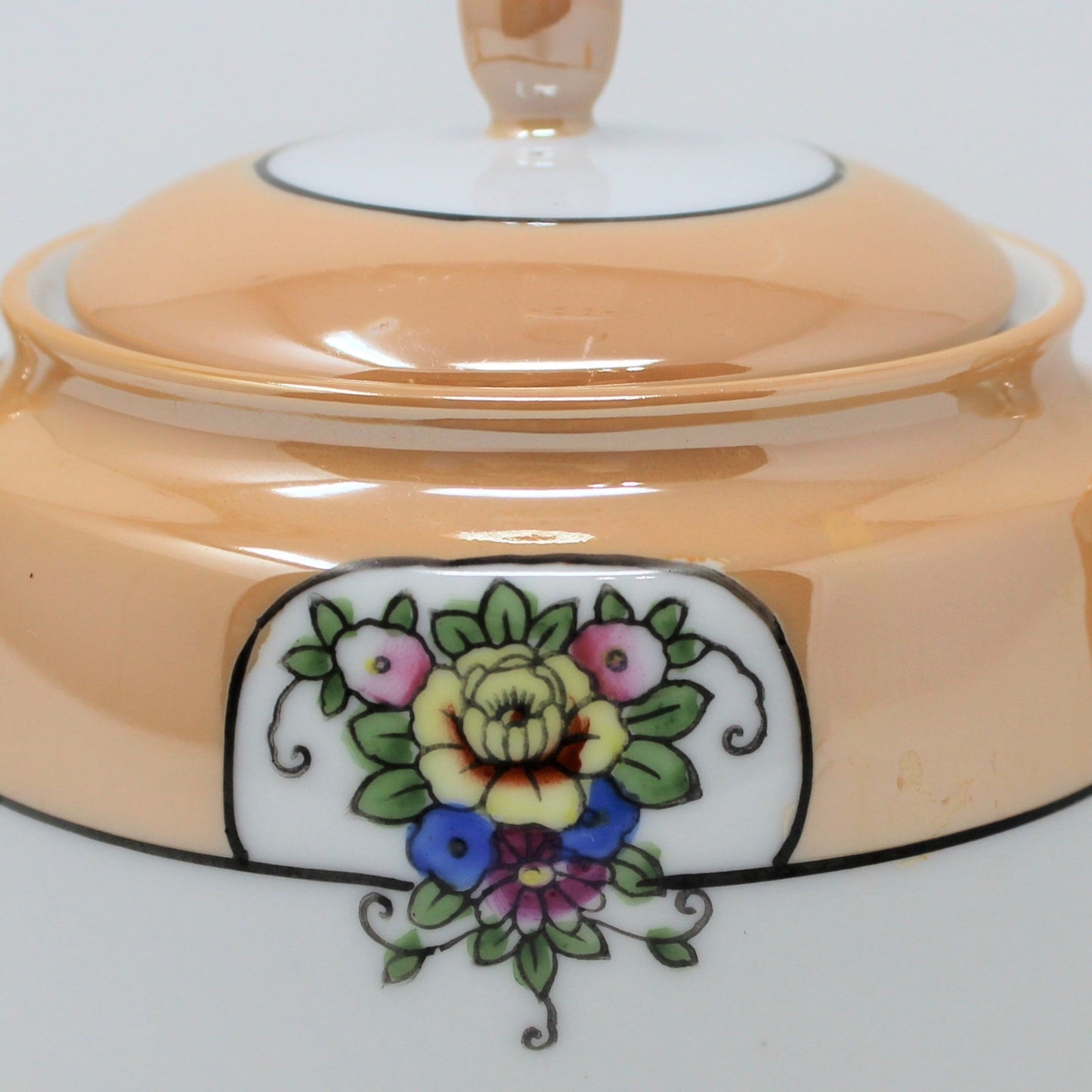 Sugar Bowl with Lid, Noritake Morimura, Lusterware Hand Painted, Vintage