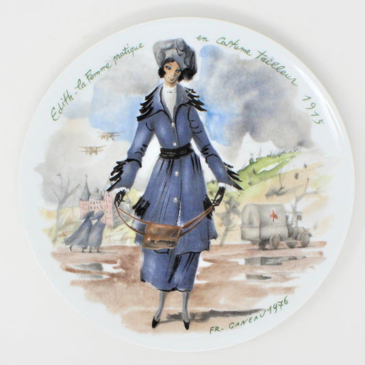 Decorative Plate, D'Arceau Limoges, F Ganeau Les Femmes du Siecle - Women of The Century, Edith La Femme Pratique, Vintage 1976