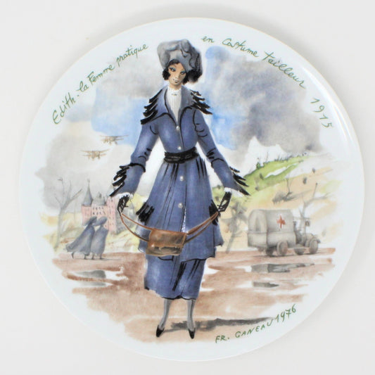Decorative Plate, D'Arceau Limoges, F Ganeau Les Femmes du Siecle - Women of The Century, Edith La Femme Pratique, Vintage 1976, SOLD