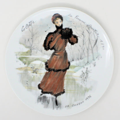 Decorative Plate, D'Arceau Limoges, F Ganeau Les Femmes du Siecle - Women of The Century, Colette La Femme Sportive, Vintage 1976