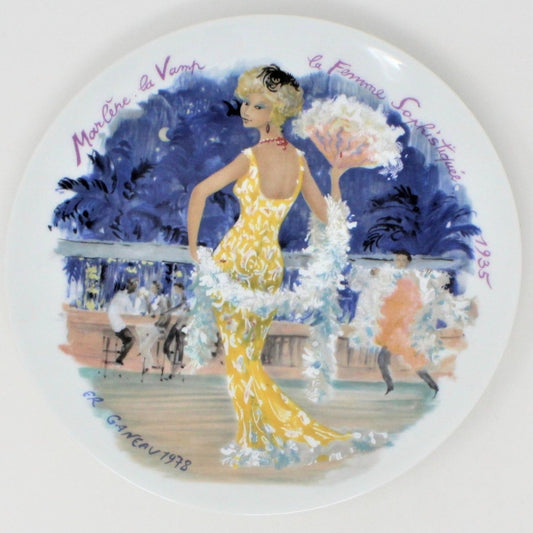 Decorative Plate, D'Arceau Limoges, F Ganeau Les Femmes du Siecle - Women of The Century, Marlene la Vamp la Femme Sophistiquee, Vintage 1978