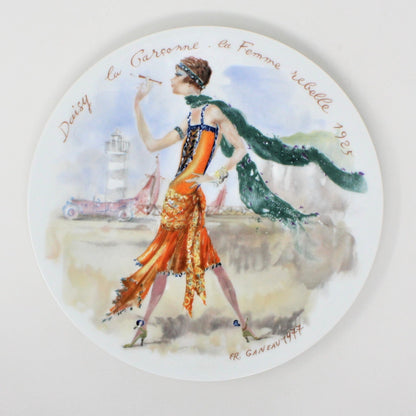 Decorative Plate, D'Arceau Limoges, F Ganeau Les Femmes du Siecle - Women of The Century, Daisy la Garconne, Vintage 1977