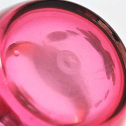Vase, Cranberry Art Glass, Hand Painted Bohemia Crystal, Gilded Floral, Vintage