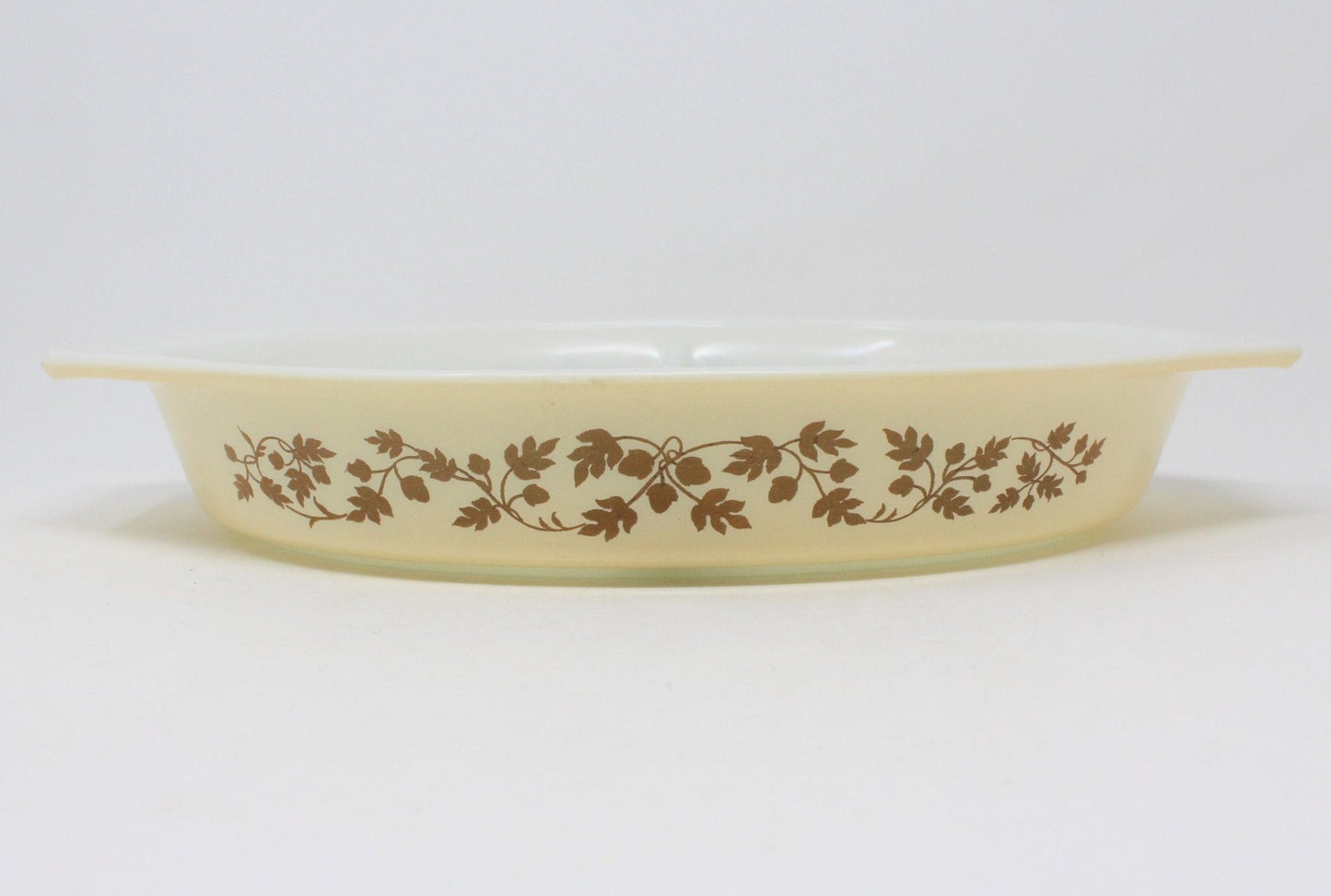 Casserole, Pyrex, Golden Acorn, Oval Divided Dish, Vintage