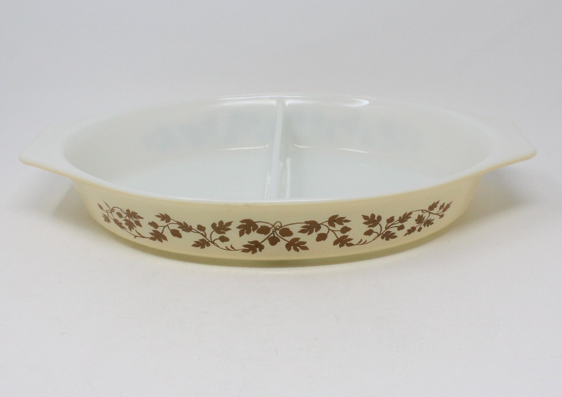 Vintage Pyrex Early American Divided Casserole Dish with Lid