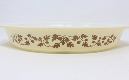 Casserole, Pyrex, Golden Acorn, Oval Divided Dish, Vintage