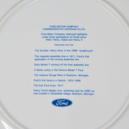 Decorative Plate, Ford Motor Co, Commemorative Collectible, Vintage