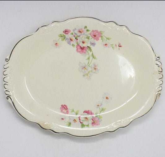 Serving Platter, Homer Laughlin, Virginia Rose, VR-128 Fluffy Rose, Vintage