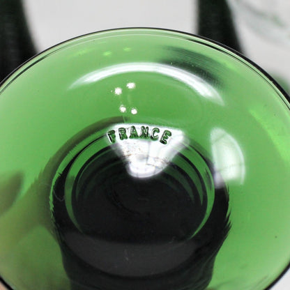 Wine Glasses, Cristal d'Arques, Roemer Green Stem, Etched Grapes, Set of 5, France, Vintage, SOLD