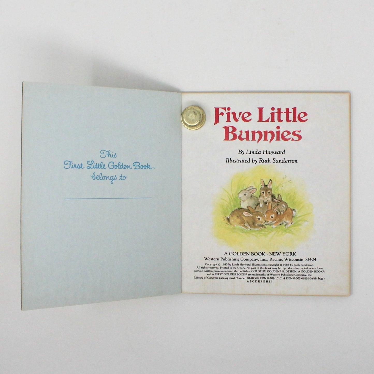 Children's Book, First Little Golden Book, Five Little Bunnies, Hardcover, Vintage 1985