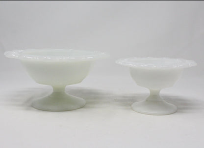 Compote, Anchor Hocking, Lace Edge (Old Colony), Milk Glass, Set of 2, Vintage, SOLD