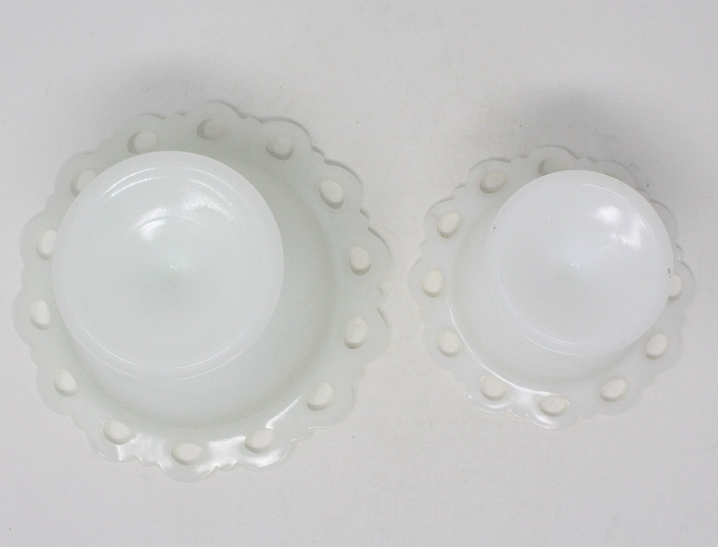 Compote, Anchor Hocking, Lace Edge (Old Colony), Milk Glass, Set of 2, Vintage, SOLD