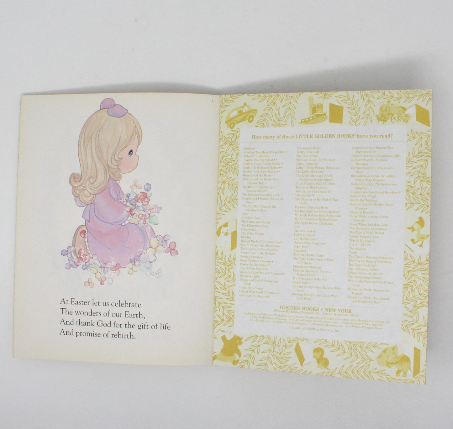 Children's Book, Little Golden Book, Precious Moments, The Wonder of Easter, Hardcover, First Edition 1997