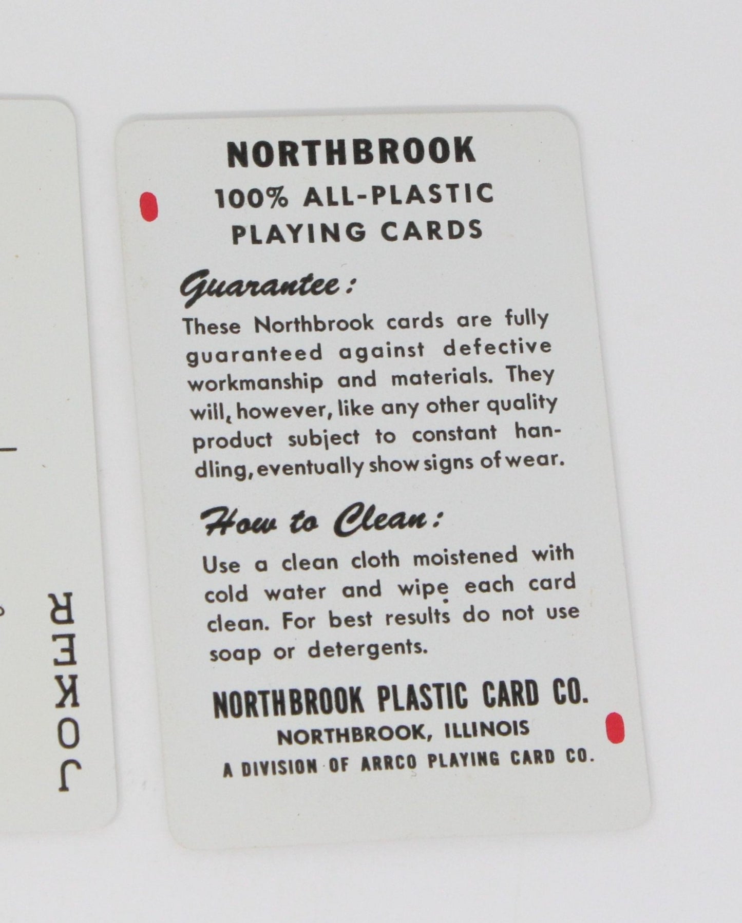 Playing Cards, Northbrook, Plastic Cards, Pink & Yellow Roses with Case, Vintage