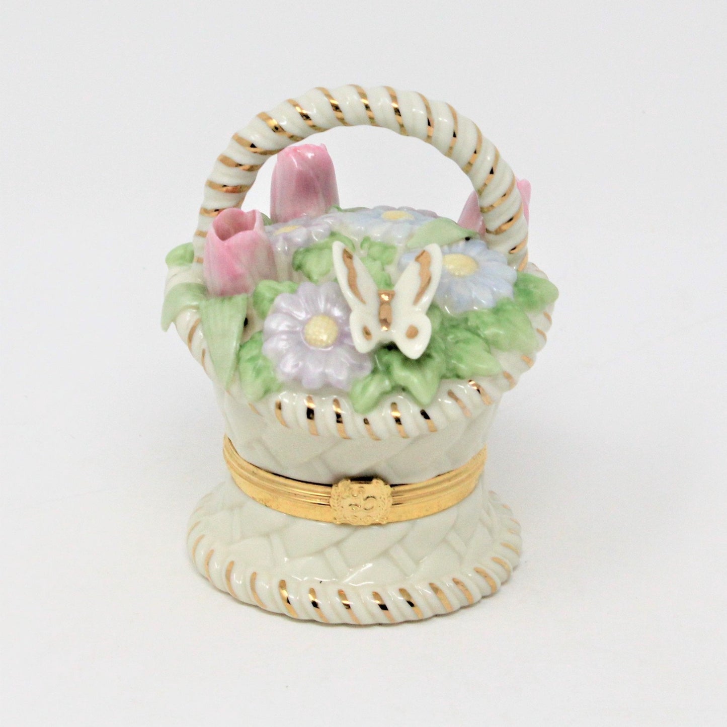 Trinket Box, Lenox, Basket of Blooms, Hinged, Porcelain