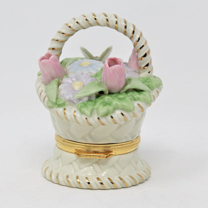 Trinket Box, Lenox, Basket of Blooms, Hinged, Porcelain