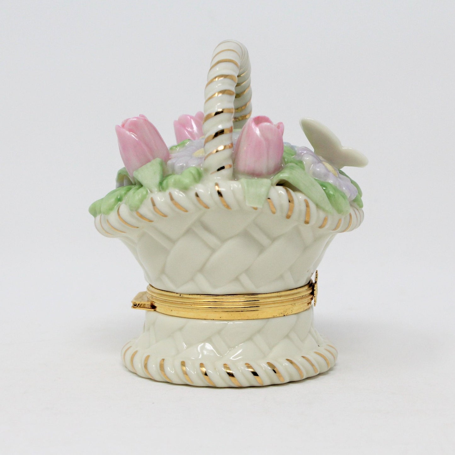 Trinket Box, Lenox, Basket of Blooms, Hinged, Porcelain