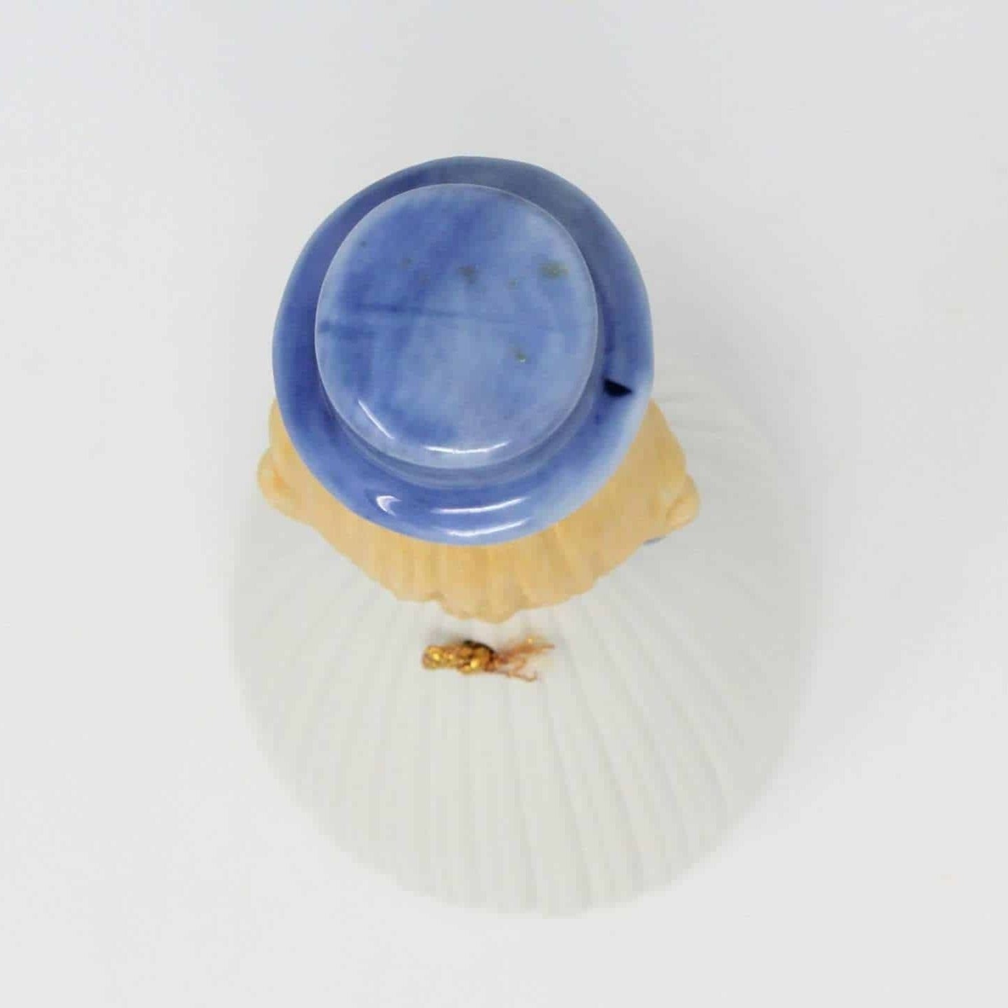Bell, Figural Girl with Hat, Blue & White, Porcelain, Vintage