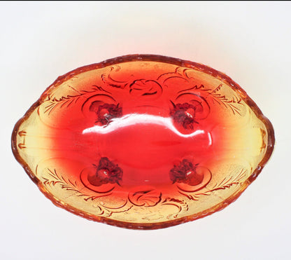 Bowl, Jeannette Glass, Lombardi Bowl, Amberina, Vintage