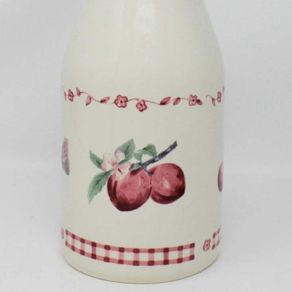 Milk Pitcher / Creamer, Pfaltzgraff, Delicious, Milk Bottle, Red Gingham/Apples, Ceramic