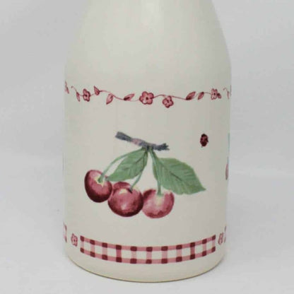 Milk Pitcher / Creamer, Pfaltzgraff, Delicious, Milk Bottle, Red Gingham/Apples, Ceramic