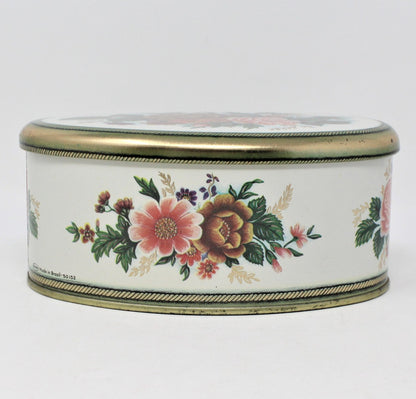 Gift Tin / Candy Tin, Meister, Florals, Oval, Vintage