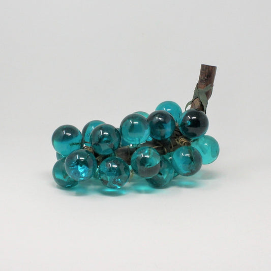 Sculpture, Lucite Teal/ Aqua Grapes on Wood, Artificial Decorative MCM, Vintage, SOLD