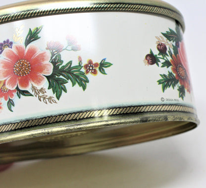 Gift Tin / Candy Tin, Meister, Florals, Oval, Vintage