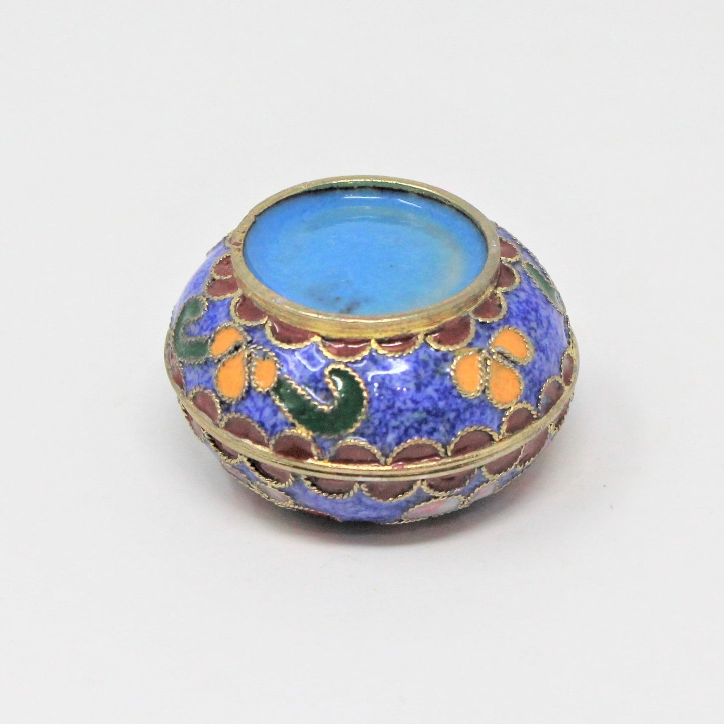 Pill Box, Cloisonné Pill Box, Enamel Oriental Florals & Butterflies