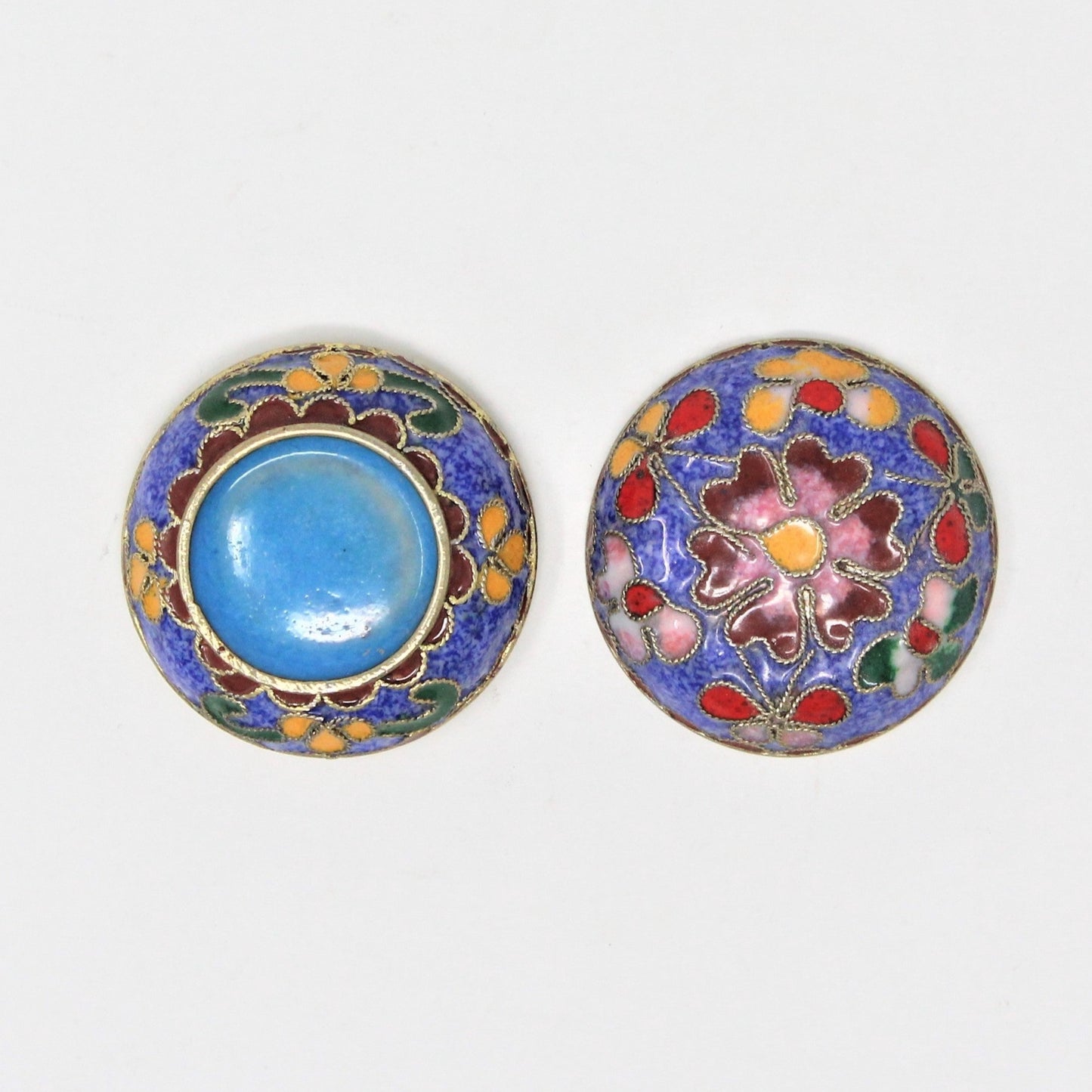Gift Tin / Candy Tin, Cloisonné Pill Box, Enamel Oriental Florals & Butterflies