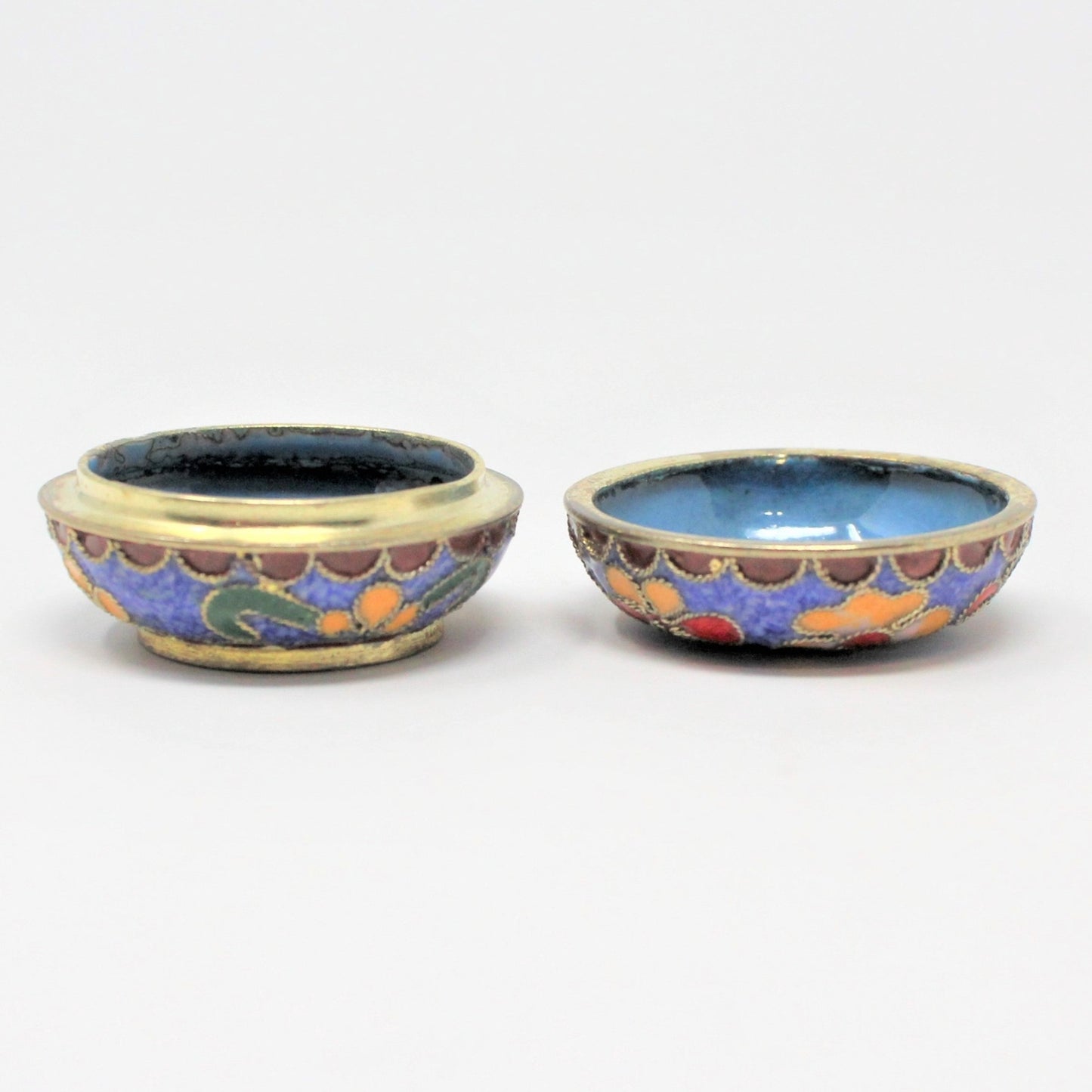 Gift Tin / Candy Tin, Cloisonné Pill Box, Enamel Oriental Florals & Butterflies