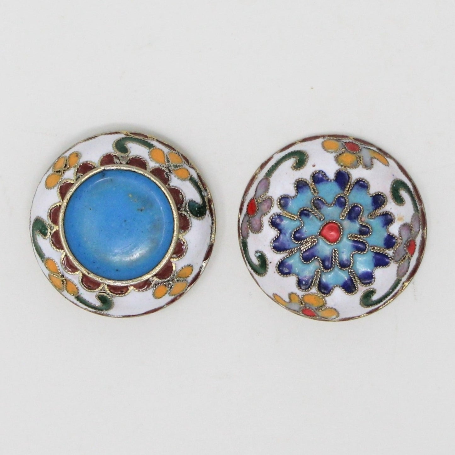 Pill Box, Cloisonné Pill Box, Enamel Oriental Florals