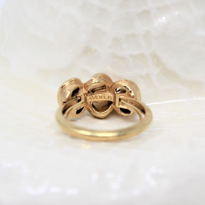 Ring, Avon, 3-Pearl Faux, Gold Tone, Adjustable, Vintage