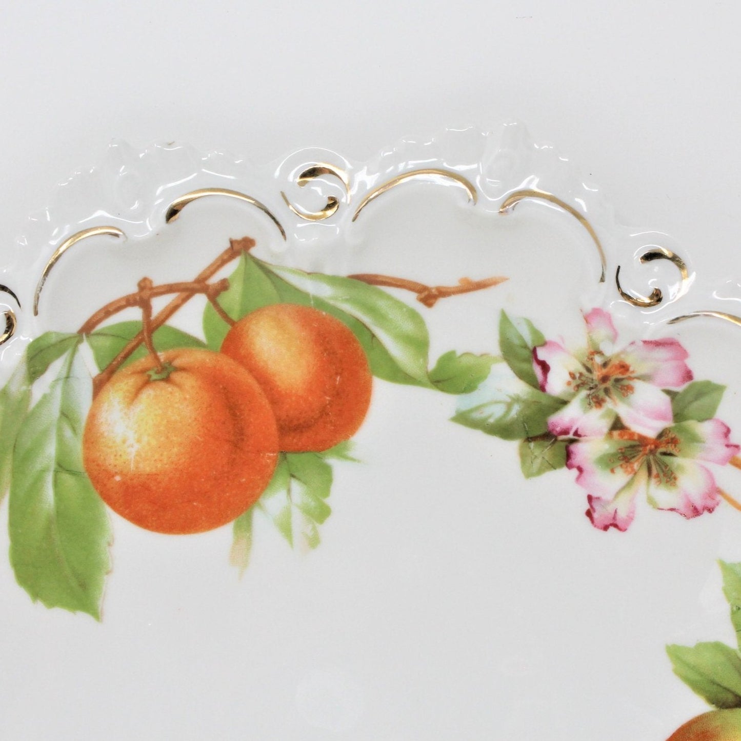 Decorative Bowl, M & Z Austria, Winter Fruits, Oranges, & Apples, Antique