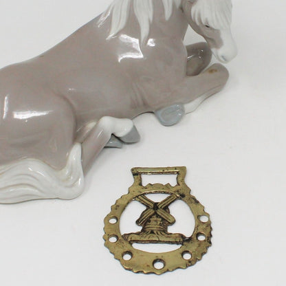 Horse Brass Bridle Harness Medallion, Windmill, Vintage Collectibles