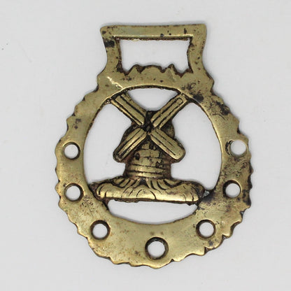 Horse Brass Bridle Harness Medallion, Windmill, Vintage Collectibles