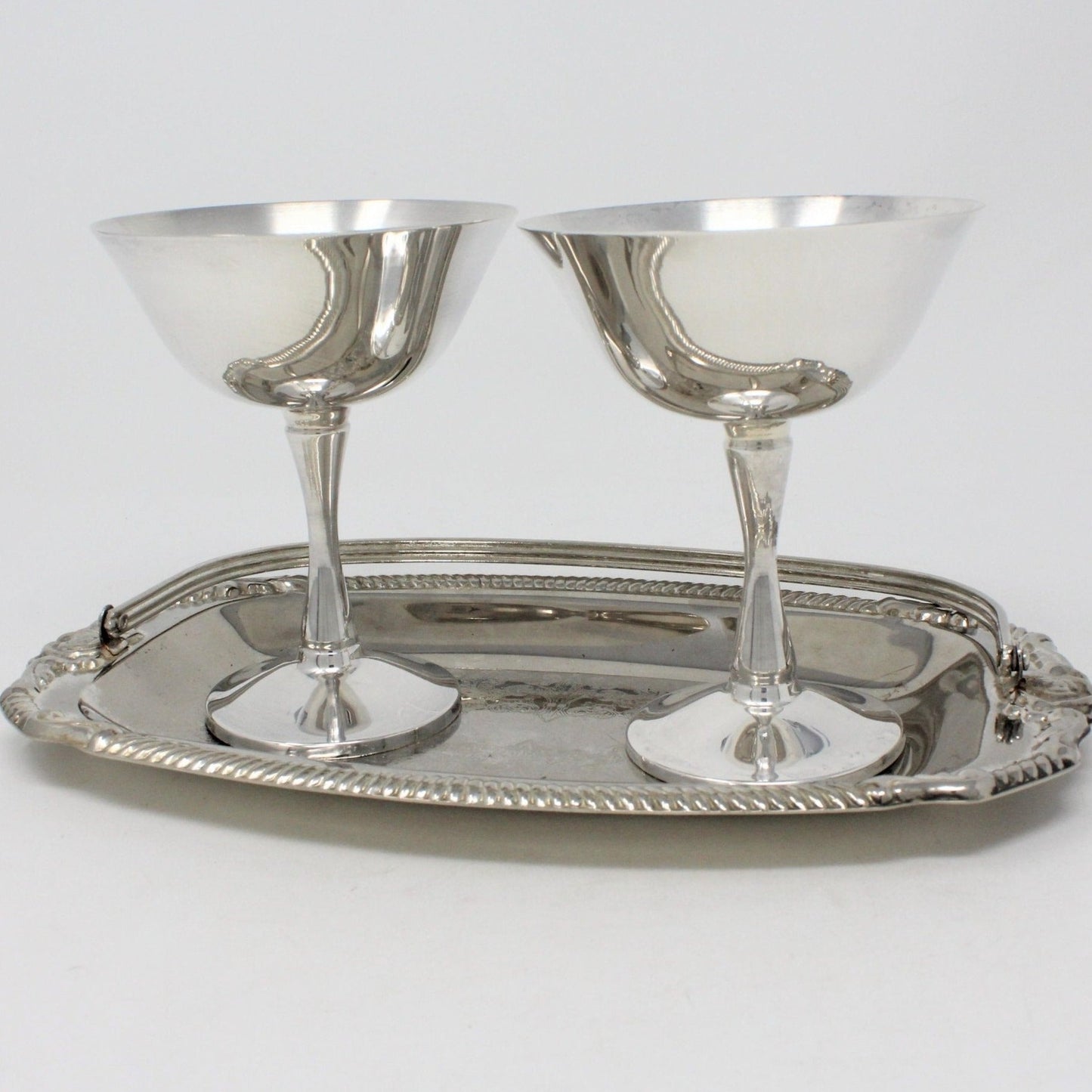 Tray, with Carrying Handle, Silverplate, Roses Motif, Mail Tray, Vintage Hong Kong