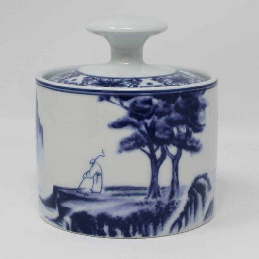 Sugar Bowl with Lid, CHINA, Canton Blue, Vintage