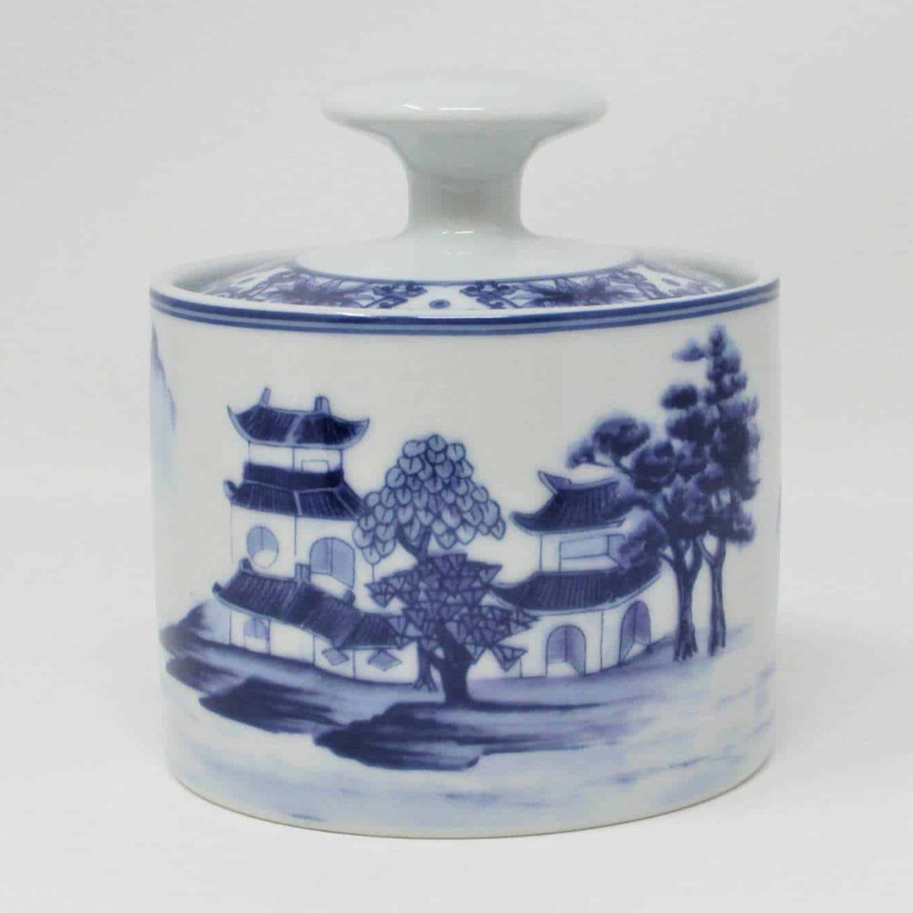 Sugar Bowl with Lid, CHINA, Canton Blue, Vintage