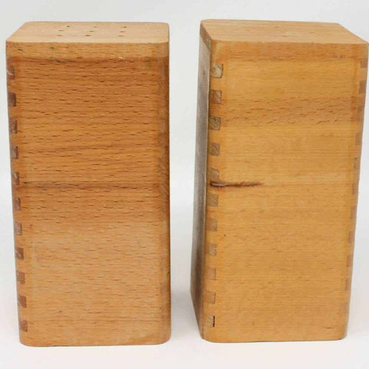 Salt and Pepper Shakers, Square Wood, Vintage Japan