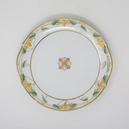 Cake Plate Set, Nippon, Lotus Flowers, Hand Painted Moriage, Antique, 7 Pcs.