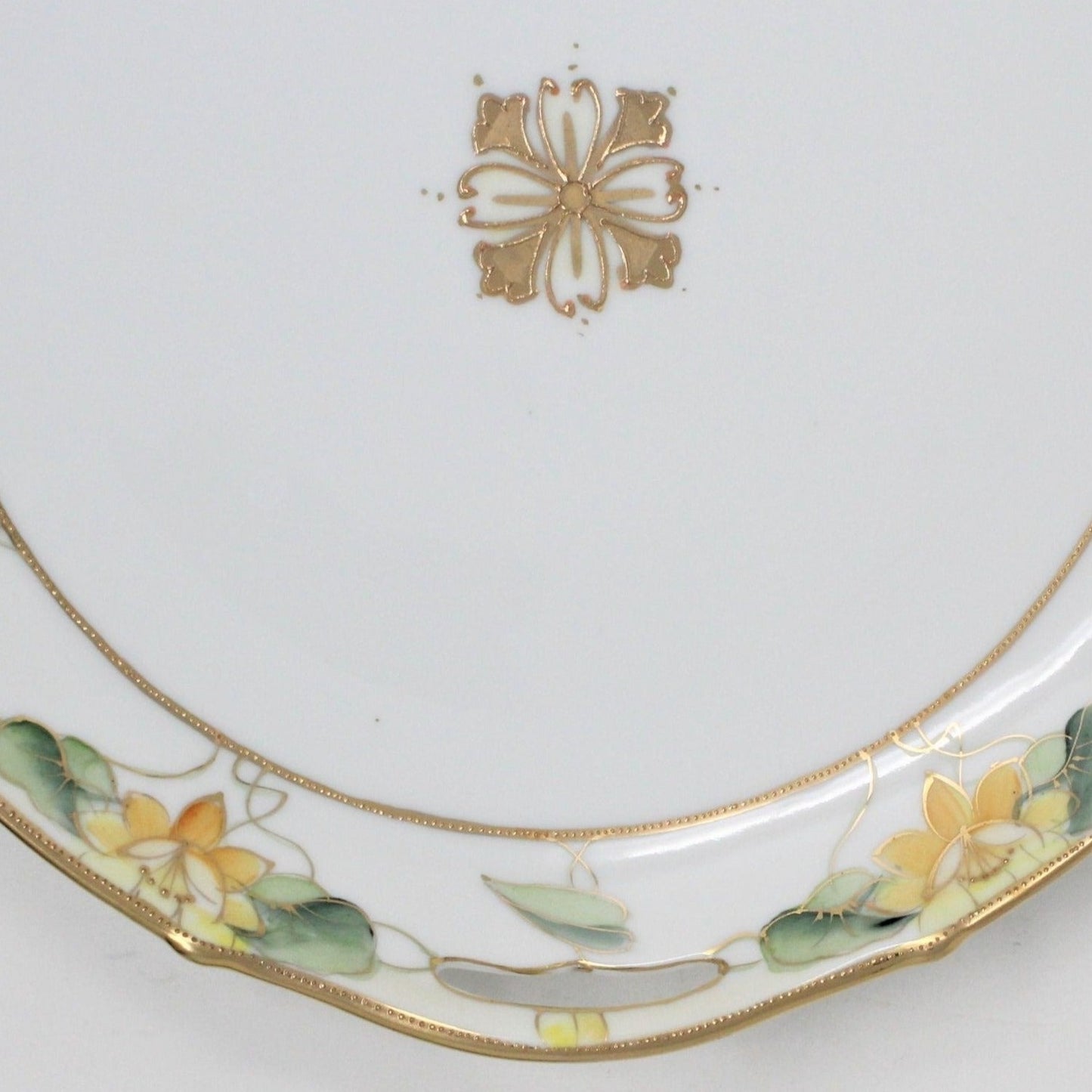 Cake Plate Set, Nippon, Lotus Flowers, Hand Painted Moriage, Antique, 7 Pcs.