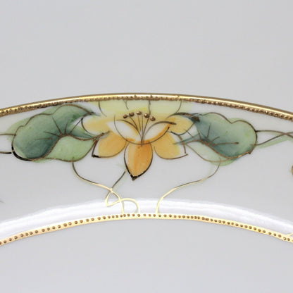 Cake Plate Set, Nippon, Lotus Flowers, Hand Painted Moriage, Antique, 7 Pcs.