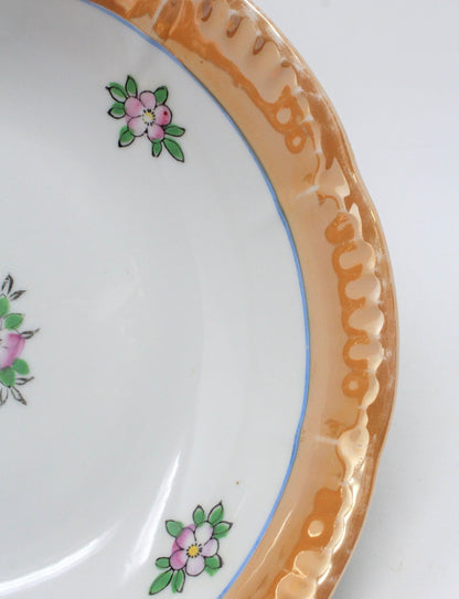 Bowl, Trico, Hand Painted Floral, Iridescent Lusterware, Japan Vintage