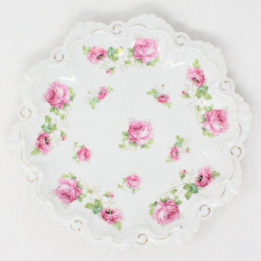 Decorative Bowl, M & Z Austria, Pink Roses, Antique