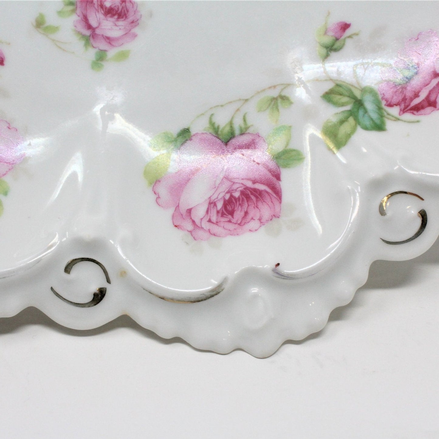 Decorative Bowl, M & Z Austria, Pink Roses, Antique