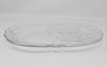 Platter, Mikasa, Holiday Bells, Embossed Glass, Oval, Vintage